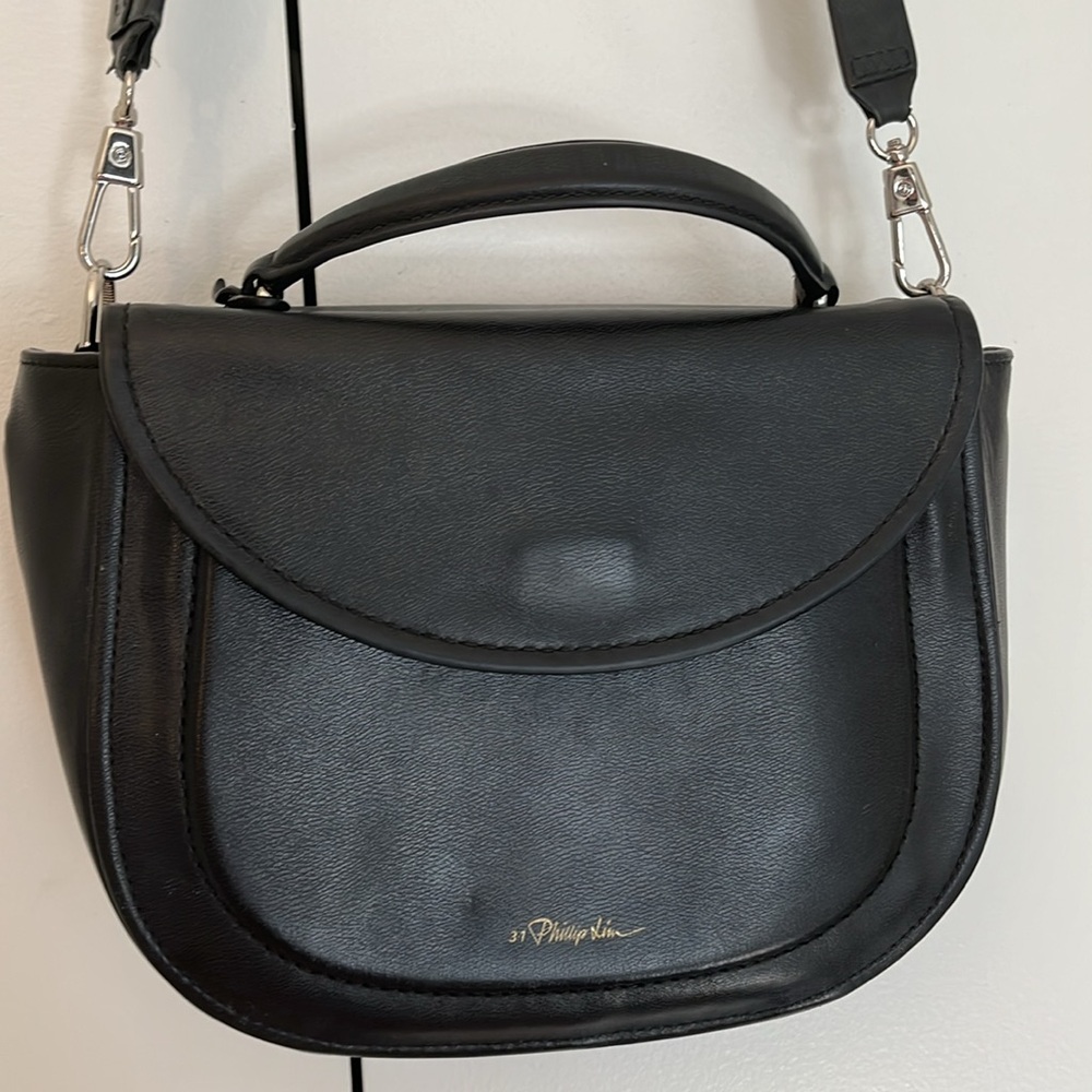 3.1 PHILLIP LIM Hudson textured-leather shoulder bag (BLACK)